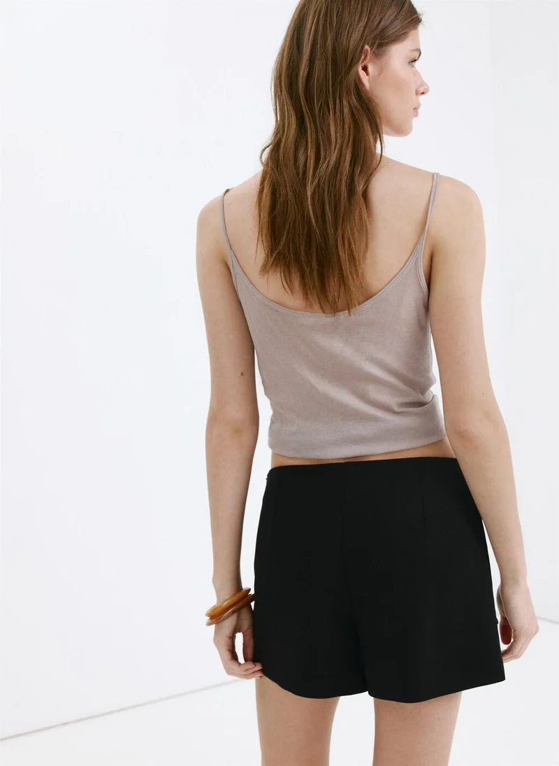 Mango Straight Shorts With Tie Detail