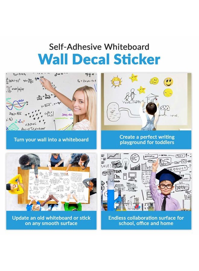 embellish Extra Large Whiteboard Decal Sticker, Self-Adhesive Paper Message Board (6.5 FEET) Peel and Stick Wallpaper with 4 Dry Erase Markers, Size 17.7” X 78.7” - Image 3