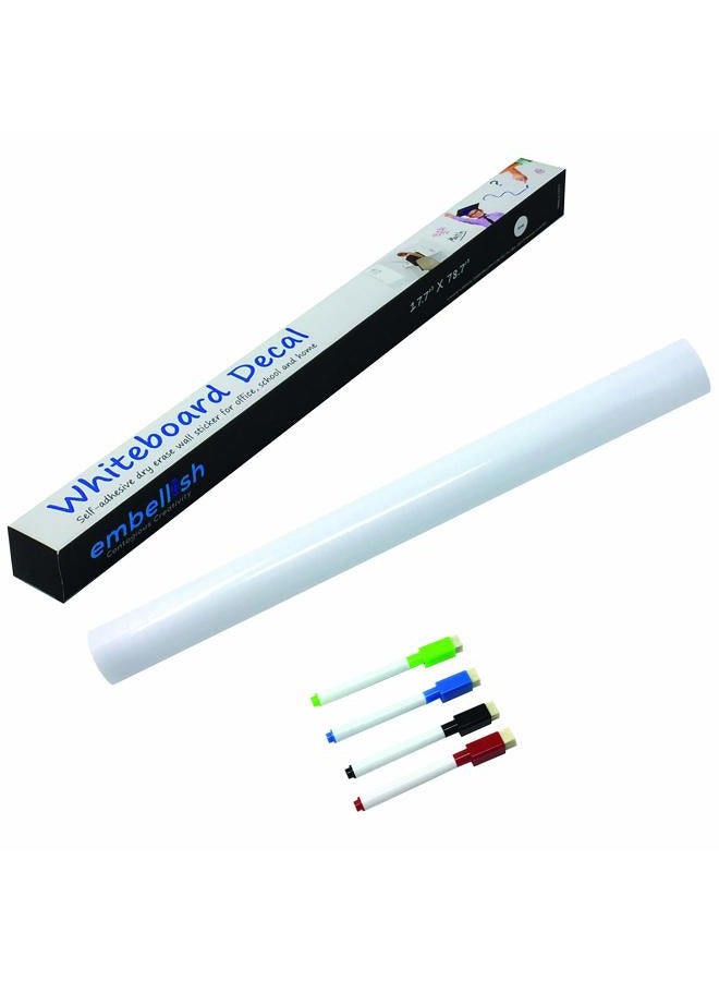 embellish Extra Large Whiteboard Decal Sticker, Self-Adhesive Paper Message Board (6.5 FEET) Peel and Stick Wallpaper with 4 Dry Erase Markers, Size 17.7” X 78.7” - Image 2