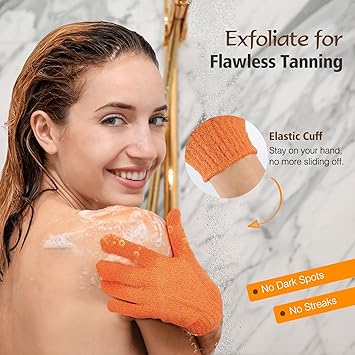Luxspire Self Tanning Mitt Applicator Kit 5 in 1 Soft Tanner Mitt Set with Exfoliating Glove Back Lotion Applicator Face Makeup Brush Mini Finger Face Self Tanner Mitt for Lotions Mousses Creams - Image 5