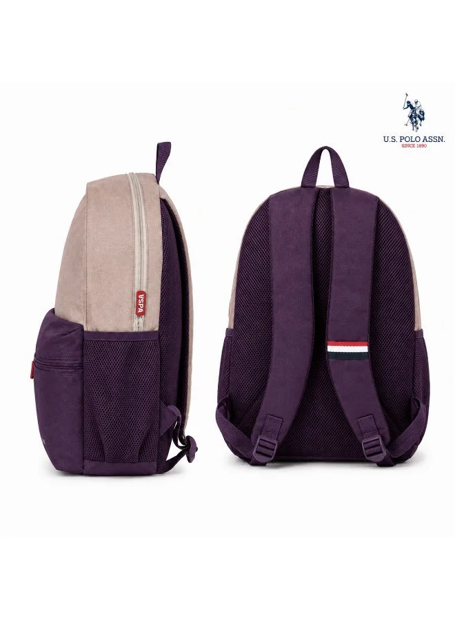 U.S. Polo Assn.  U.S. Polo Assn. Classic Blush Purple Heritage Colourblock Backpack for School and Office MultiCompartment Bag for Campus  | Best Price UAE