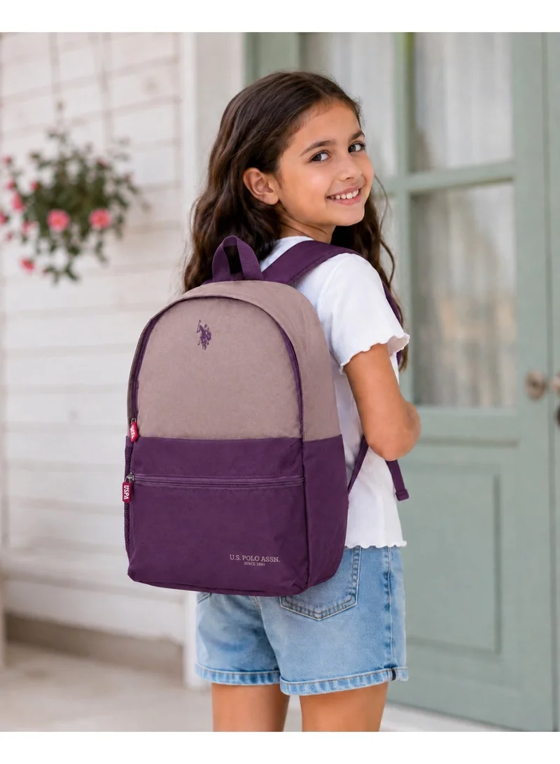 U.S. Polo Assn. U.S. Polo Assn. Classic Blush Purple Heritage Colourblock Backpack for School and Office MultiCompartment Bag for Campus
