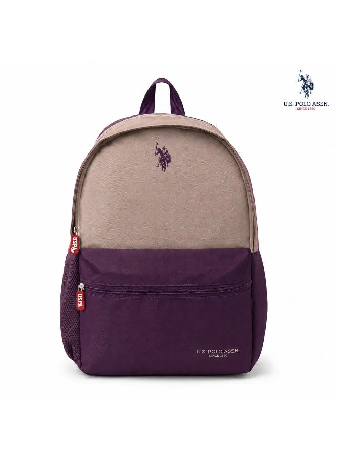 U.S. Polo Assn. Classic Blush Purple Heritage Colourblock Backpack for School and Office MultiCompartment Bag for Campus
