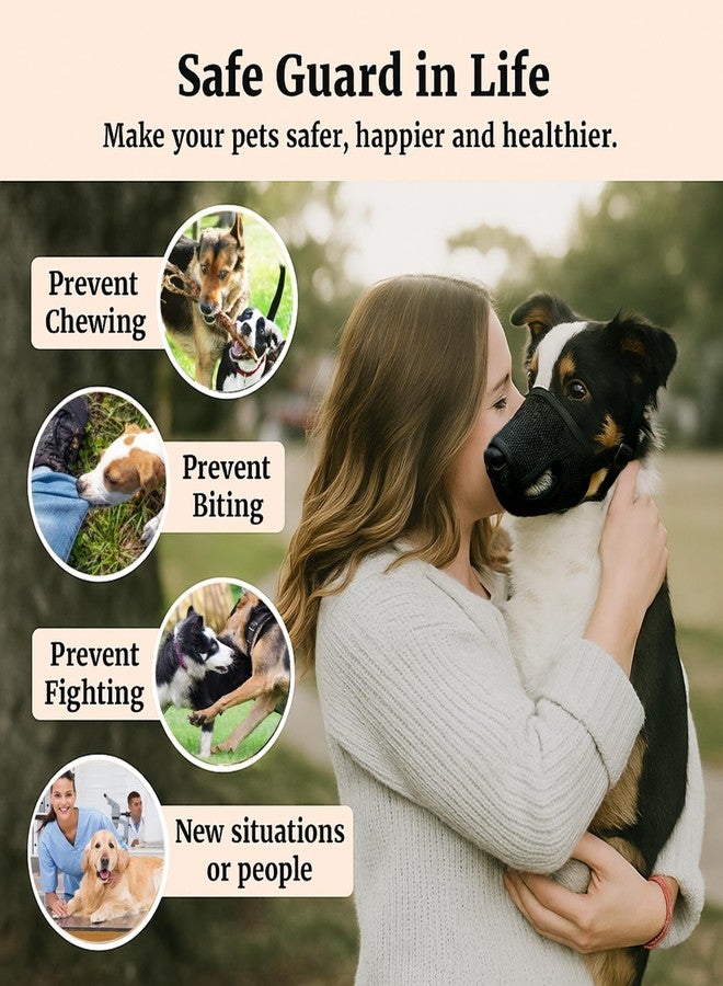 Colenumone Dog Muzzle – Mesh Soft Muzzle for Small Medium Large Sized Dogs, Adjustable for No Bark, Scavenging, Licking & Chewing, Prevent Biting, Black (M) - Image 2