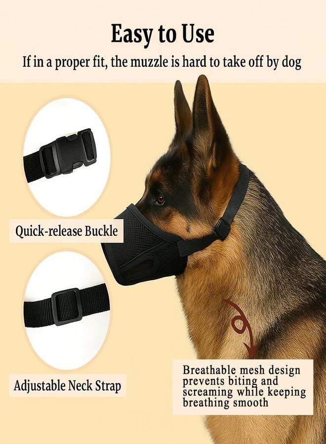 Colenumone Dog Muzzle – Mesh Soft Muzzle for Small Medium Large Sized Dogs, Adjustable for No Bark, Scavenging, Licking & Chewing, Prevent Biting, Black (M) - Image 3