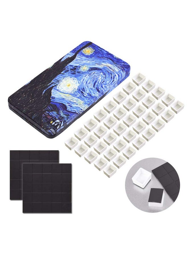 Qianshan 40Pcs Empty Half Pans With Magnetic Stripe Watercolor Paint Travel Tin Palette Case Artist Paints Half Pan Kits For Diy Watercolor Oils Or Acrylics Painting Art Drawing Starry Night  - Image 2