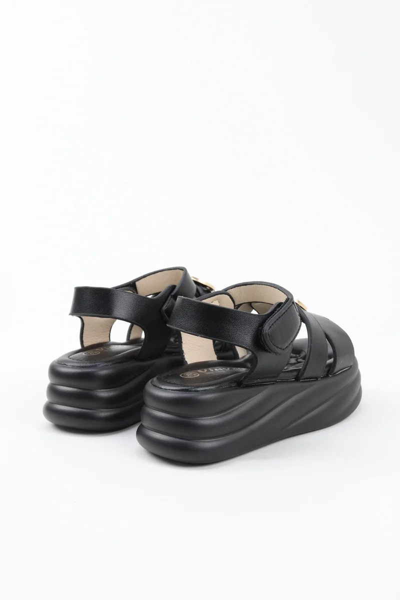 Viny BLACK VINY Girls Wedge Heel Sandals – Elegant Rhinestone Buckle Sandals for Girls, Comfortable Platform Sandals, Princess Party & Wedding Footwear for Kids (Black, Pink, White, Beige) for Women | Best Price UAE