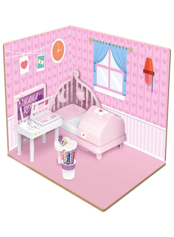 Webby DIY Bed Room Wooden Doll House with Plastic Furniture, Dollhouse for Girls and Boys - Image 1