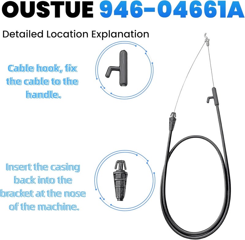 OUSTUE 946-04661A Control Cable for MTD Troy Bilt 21-034 Deck 746-04661A Craftsman Troy-Bilt Bolens Yard Machines Troy Bilt TB110 TB280ES TB230 TB320 Murray Lawn Mower Zone Control Cable - Image 4
