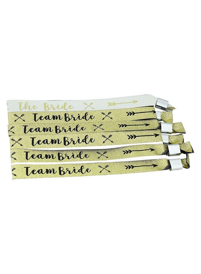 Atpata Funky Bride & Team Bride Wrist Bands (Set of 6pcs) for Bridal Shower/Bachelorette Party/Hen Party (White + Gold)