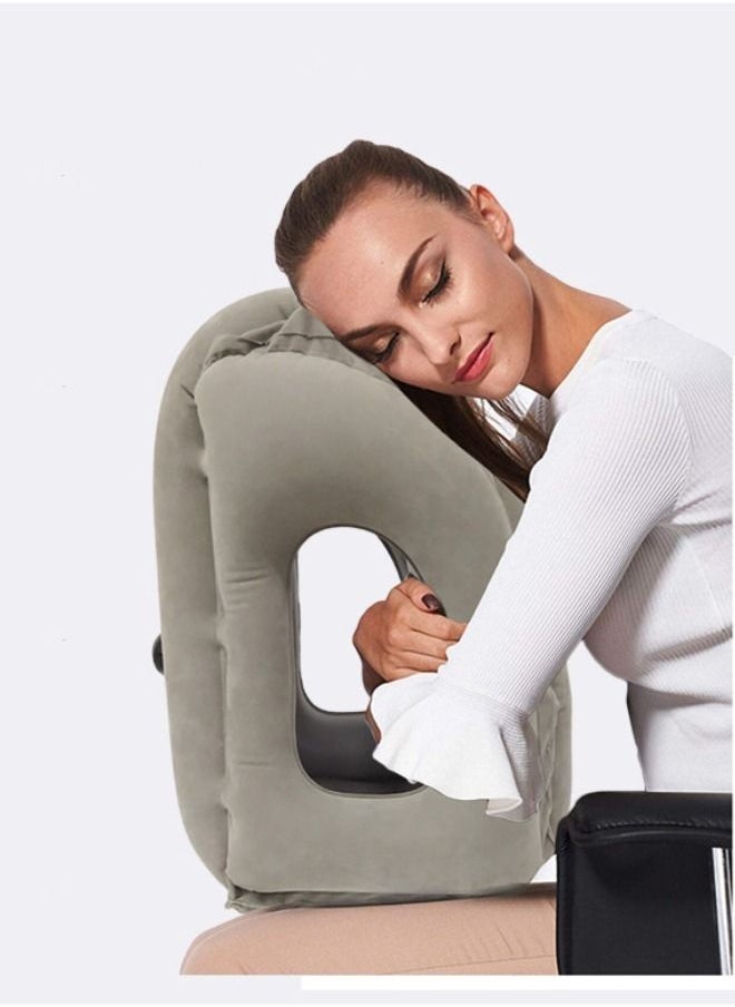 Ru syanl - Inflatable Travel Pillow Airplane Neck Pillow Comfortably Supports Head and Chin for Airplanes Trains Cars and Office Napping - Image 1