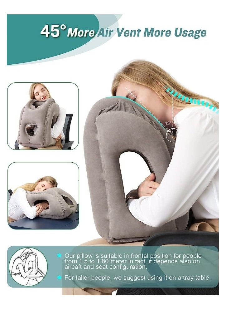 Ru syanl - Inflatable Travel Pillow Airplane Neck Pillow Comfortably Supports Head and Chin for Airplanes Trains Cars and Office Napping - Image 1