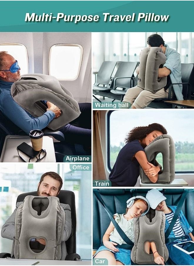 Ru syanl - Inflatable Travel Pillow Airplane Neck Pillow Comfortably Supports Head and Chin for Airplanes Trains Cars and Office Napping - Image 1