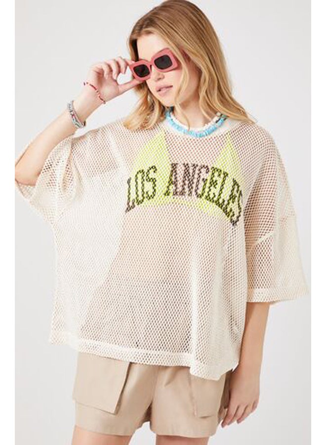 FOREVER 21 Sheer Mesh Los Angeles Graphic Tee - Image 1