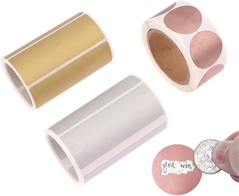 Scratch Off Stickers 10 Roll Scratch Off Stickers Labels Secret Code Cover Self-Adhesive Sticker Activity Card Scratch-Off(1-inch Gold Heart Shape) - Image 1