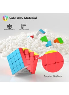EasyLife 4 Pieces Speed Cube Set, 2x2 3x3 4x4 5x5 Stickerless Speed Cube Bundle- Bright Magic Cube Pack, Smooth Cube Puzzle with Gift Packing Games Toy  - Image 3