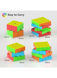 EasyLife 4 Pieces Speed Cube Set, 2x2 3x3 4x4 5x5 Stickerless Speed Cube Bundle- Bright Magic Cube Pack, Smooth Cube Puzzle with Gift Packing Games Toy  - Image 2
