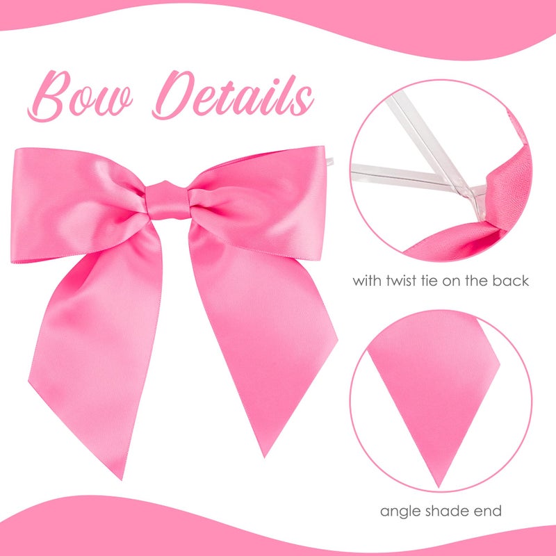 AIMUDI Hot Pink Satin Bows 5.5" Bows for Gift Wrapping Satin Twist Tie Bows Premade Ribbon Bows for Treat Bags Invitations Baskets Crafts Wedding Birthday Baby Shower Spring Decorations, 24 PCs - Image 4