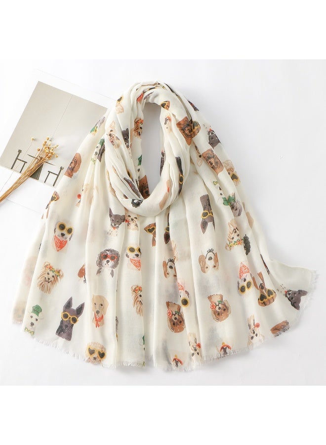 Cute Cartoon  Print Paris Chiffon Scarf Lightweight Soft Fringe Edge Muslim Women Hijab Shawl Daily Wrap Scarves