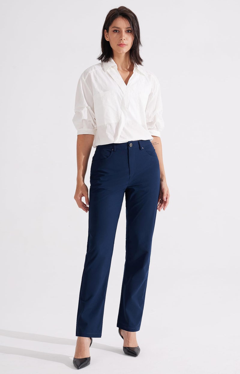 Libin Womens Dress Pants 29" Stretch Straight Leg Work Slacks Office Business Casual Golf Pants for Hiking Travel Lightweight,Navy Blue 12 - Image 5