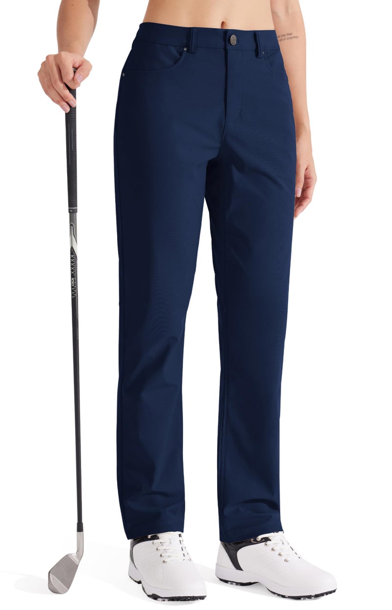 Libin Womens Dress Pants 29" Stretch Straight Leg Work Slacks Office Business Casual Golf Pants for Hiking Travel Lightweight,Navy Blue 12 - Image 1