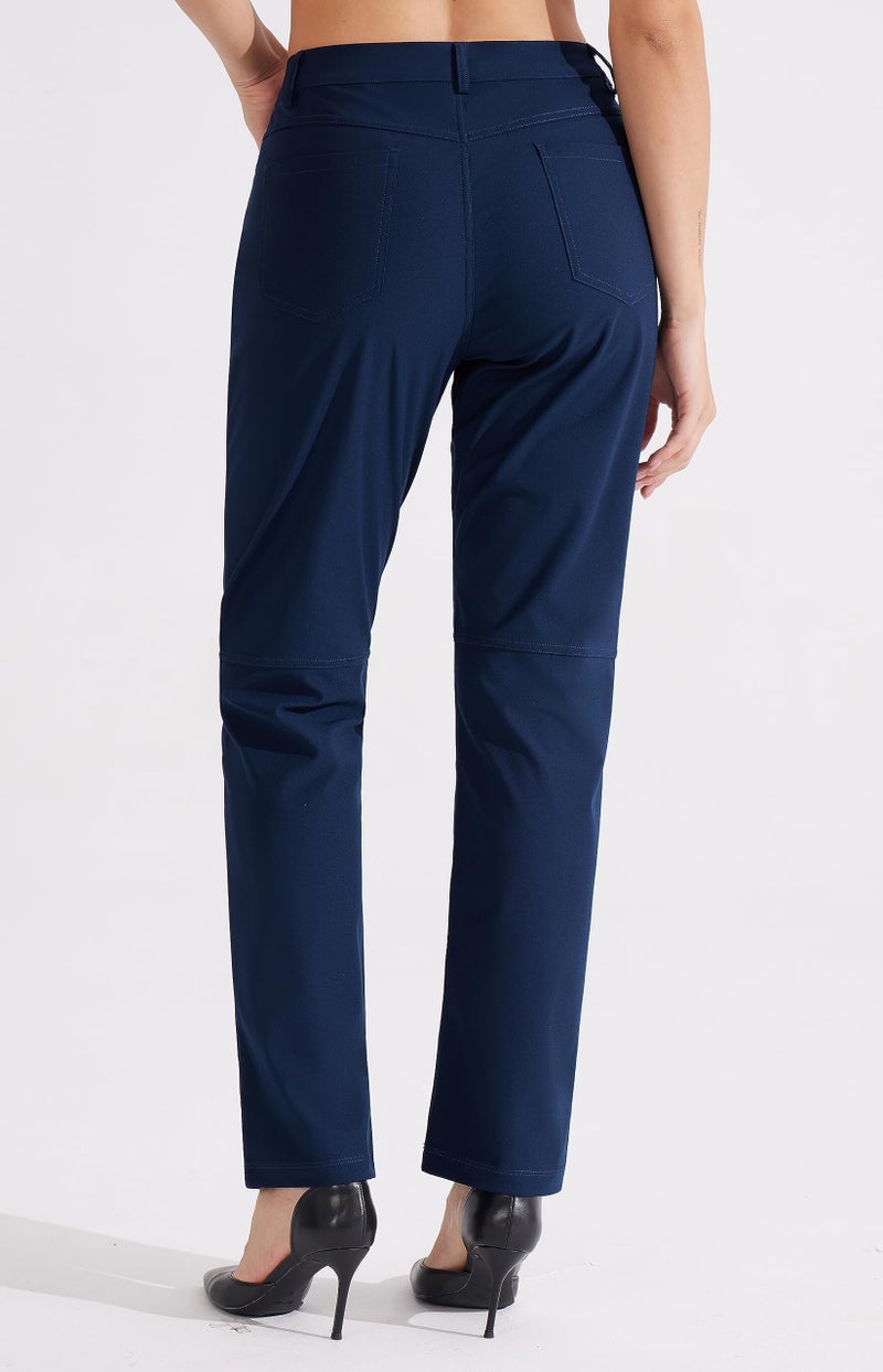 Libin Womens Dress Pants 29" Stretch Straight Leg Work Slacks Office Business Casual Golf Pants for Hiking Travel Lightweight,Navy Blue 12 - Image 2