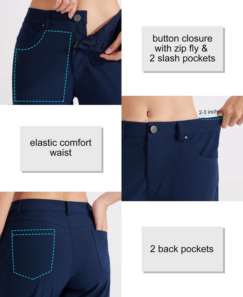 Libin Womens Dress Pants 29" Stretch Straight Leg Work Slacks Office Business Casual Golf Pants for Hiking Travel Lightweight,Navy Blue 12 - Image 3