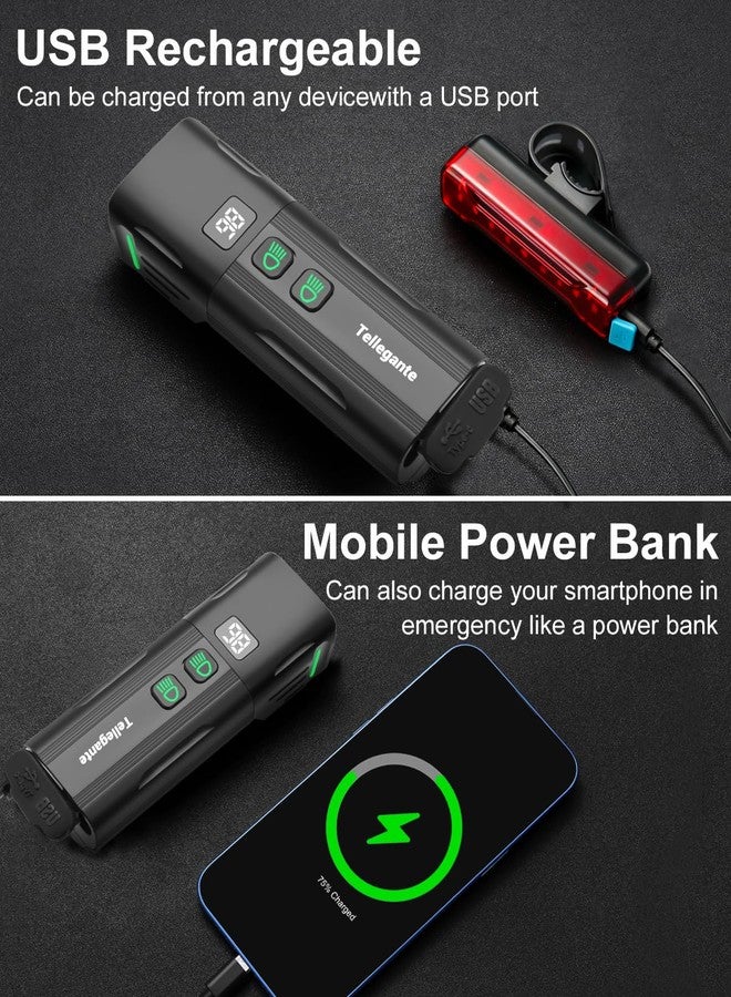 مصابيح دراجة فائقة السطوع بقوة 2000 لومن، قابلة لإعادة الشحن عبر منفذ USB ببطارية 6400 مللي أمبير. - Image 5