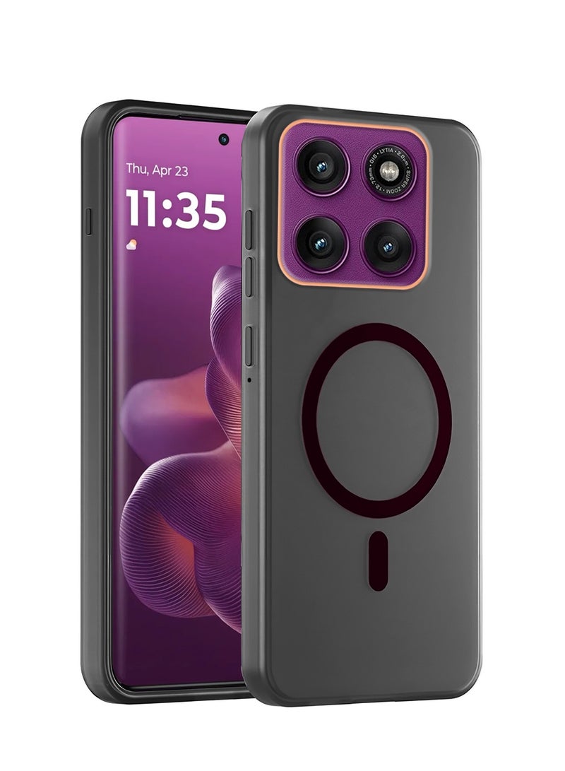 Wtech Motorola Edge 60 Pro 5G 2025 Hybrid Translucent Magsafe with Magnetic Charging Raised Camera Lips Elegant Look Case Cover (MCMPMN) - Black - Image 1