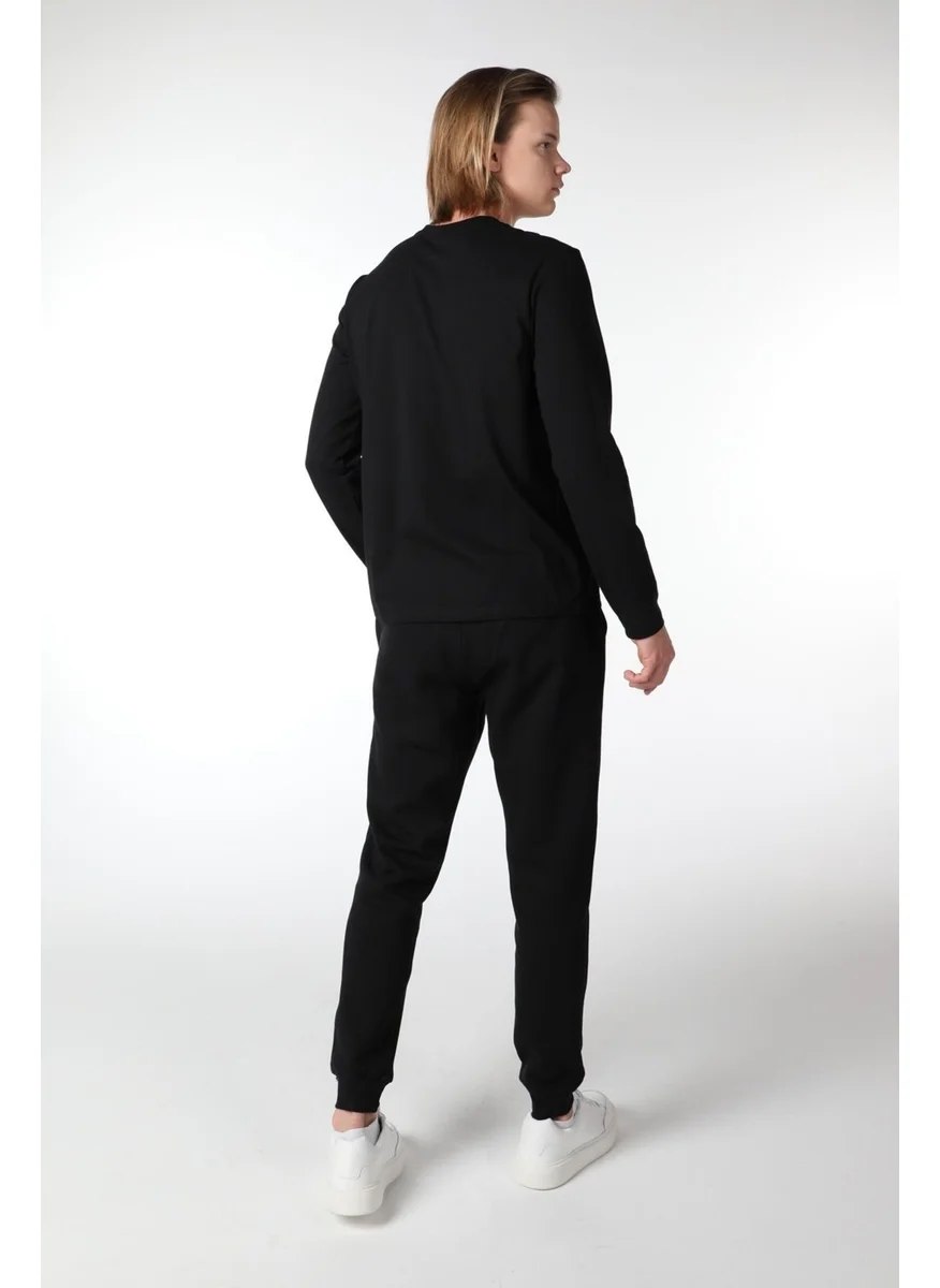 Defy'S Men's Long Sleeve Crew Neck T-Shirt Black