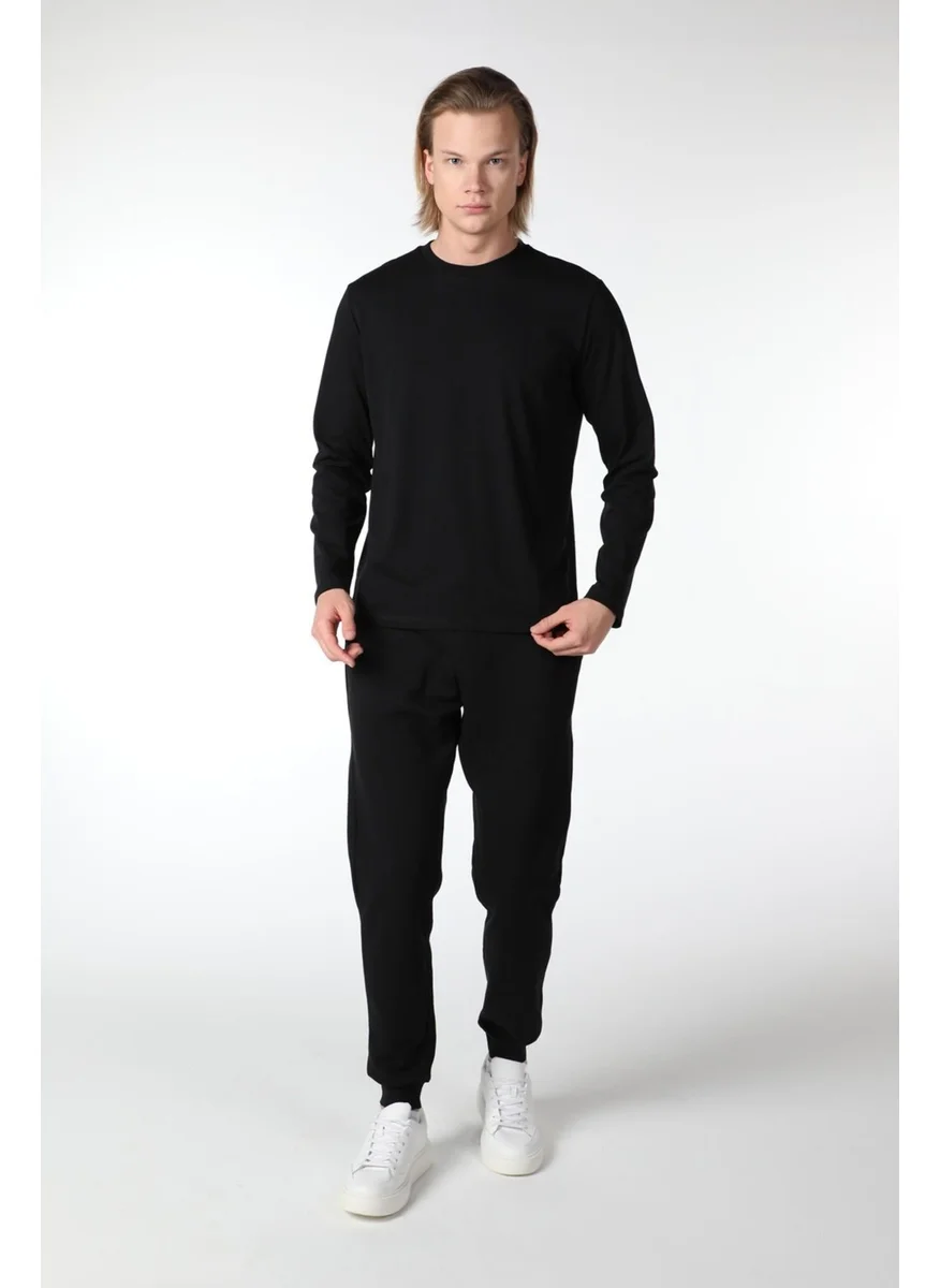 Defy'S Men's Long Sleeve Crew Neck T-Shirt Black