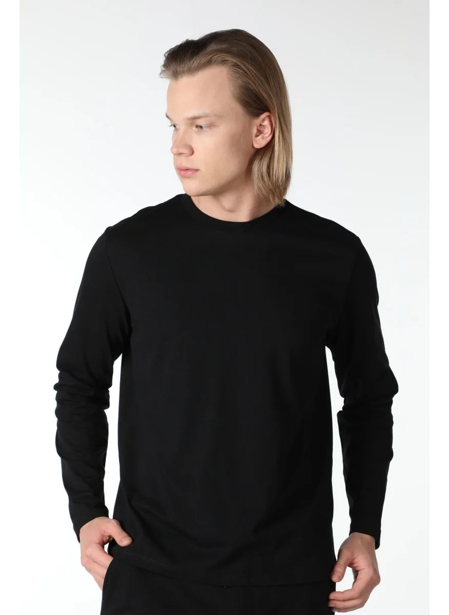 Defy'S Men's Long Sleeve Crew Neck T-Shirt Black