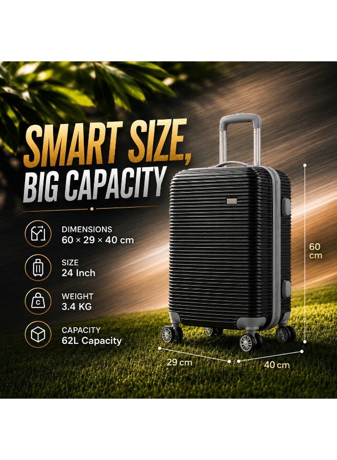 24-Inch Medium Trolley Suitcase with 360° Spinner Wheels – Travel Luggage for Business and Leisure - Image 3