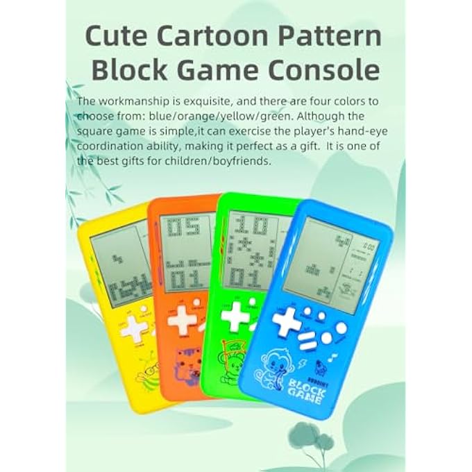 CUTE CARTOON PATTERN BRICK GAME CONSOLE MULTIBLOCK GAMES RUNNING/TANK POCKET GAME MACHINE RETRO ELECTRONIC GAME FOR KIDS PORTABLE TOYS (YELLOW) - Image 3