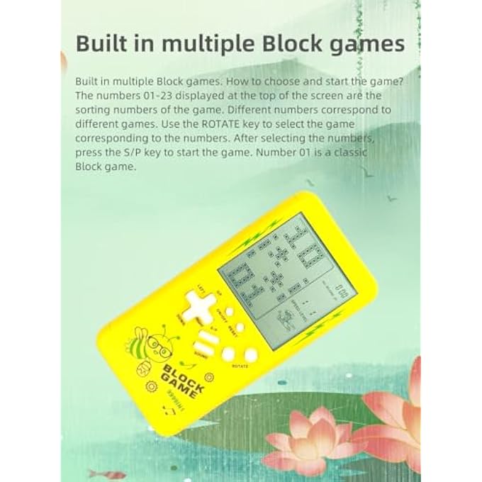 CUTE CARTOON PATTERN BRICK GAME CONSOLE MULTIBLOCK GAMES RUNNING/TANK POCKET GAME MACHINE RETRO ELECTRONIC GAME FOR KIDS PORTABLE TOYS (YELLOW) - Image 4