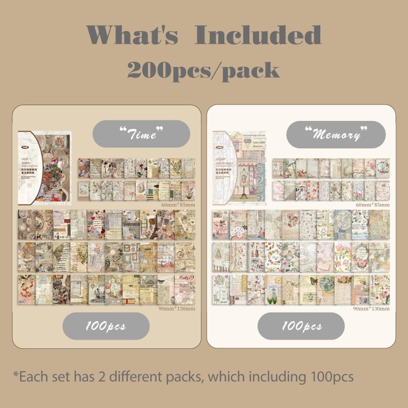 SIBLYMONA 200Pcs Vintage Decoupage Paper, Antique Looking Floral Rice Paper for Crafts, Scrapbooking Junk Journal Supplies for Furniture (SetA) - Image 2