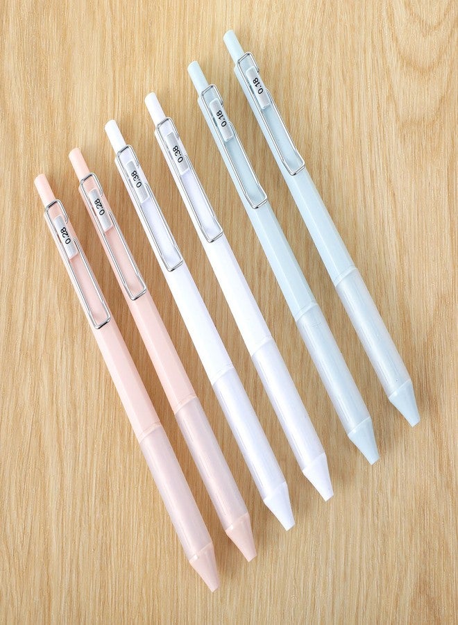 Ymapinc 6PCS Fine Tip Gel Pens, Extra Fine Point Pens 0.18mm /0.28mm / 0.38mm spring Pen with Silicone Grip Two Blue, Pink and White Pieces Each for Notetaking Journaling Homework - Image 5