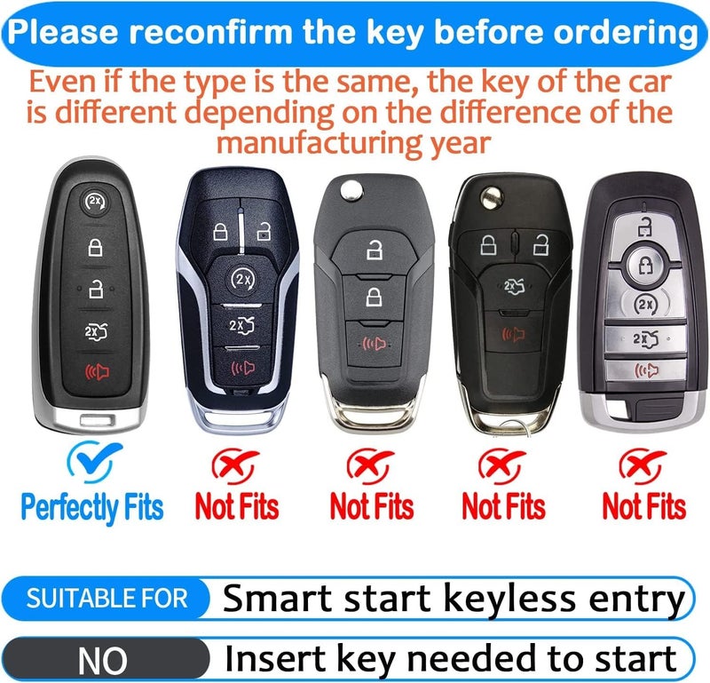 Tukellen for Ford Key Fob Cover Soft TPU Full Protection Key Shell Key Case Compatible with Ford C-Max Edge Escape Expedition Explorer Flex Focus Taurus Lincoln MKS MKT MKX Key shell (White) - Image 2