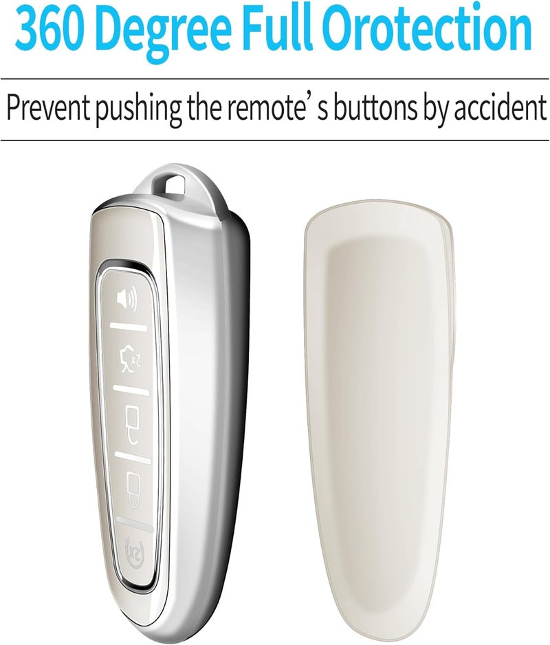 Tukellen for Ford Key Fob Cover Soft TPU Full Protection Key Shell Key Case Compatible with Ford C-Max Edge Escape Expedition Explorer Flex Focus Taurus Lincoln MKS MKT MKX Key shell (White) - Image 4