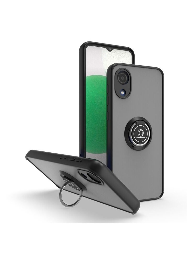 HEXABEX غطاء حماية لهاتف سامسونج جالاكسي A03 كور، غطاء حلقي واقٍ لهاتف سامسونج جالاكسي A03 كور أسود - Image 1