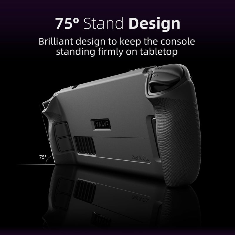 Skull & Co. GripCase SD for Steam Deck: A Soft Protective Case with Textured Grips Full Protection and Stand, Shock-Absorption Non-Slip and Anti-Scratch Cover Design - Coyote Gray - Image 4