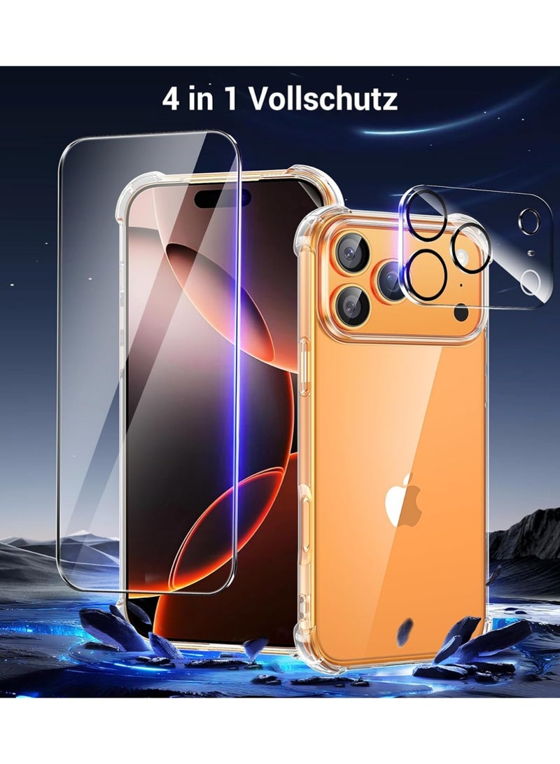 X-level 4 in 1 Phone Case Compatible with iPhone 17 Pro Max / iPhone 17 Pro Phone Cover with 2 Screen Protector and 1 Camera Lens Protector, Slim Soft TPU Shockproof Anti-Scratch iPhone 17 Pro Max / iPhone 17 Pro Phone Case Silicone Clear - Image 2