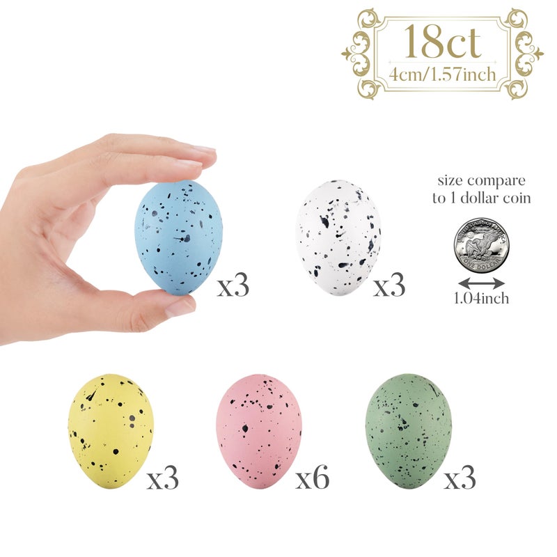 Valery Madelyn 18Pcs Easter Eggs Ornaments for Small Tree Decorations, 1.57" Pastel Pink Blue Plastic Easter Eggs Bulk, Shatterproof Decorative Hanging Egg Decorations Spring Party Decor - Image 4