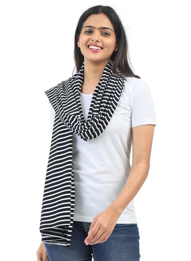 Kowsi Women Cotton Casual Style Soft Mother's Nursing & Feeding Shawl Feeding Cloak (Black Stripes) - Image 5