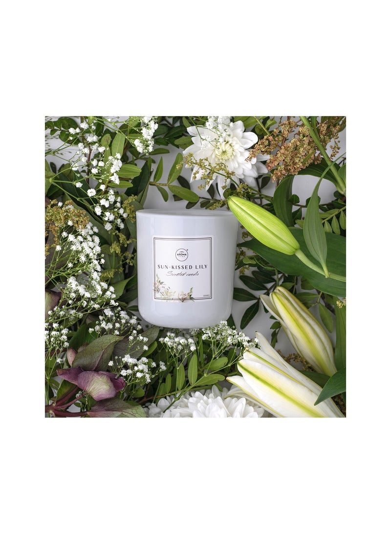 Aroma Home Luxury Scented Candle, 150g, 35 Hours Burn Time, Cotton Wick, Made In Poland (Sun-kissed lilly) - Image 2