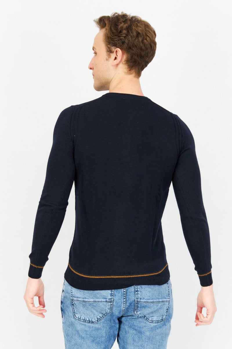 Sorbino سويت شيرت رجالي بأكمام طويلة و ياقة دائرية منسوج، أزرق داكن - Image 2