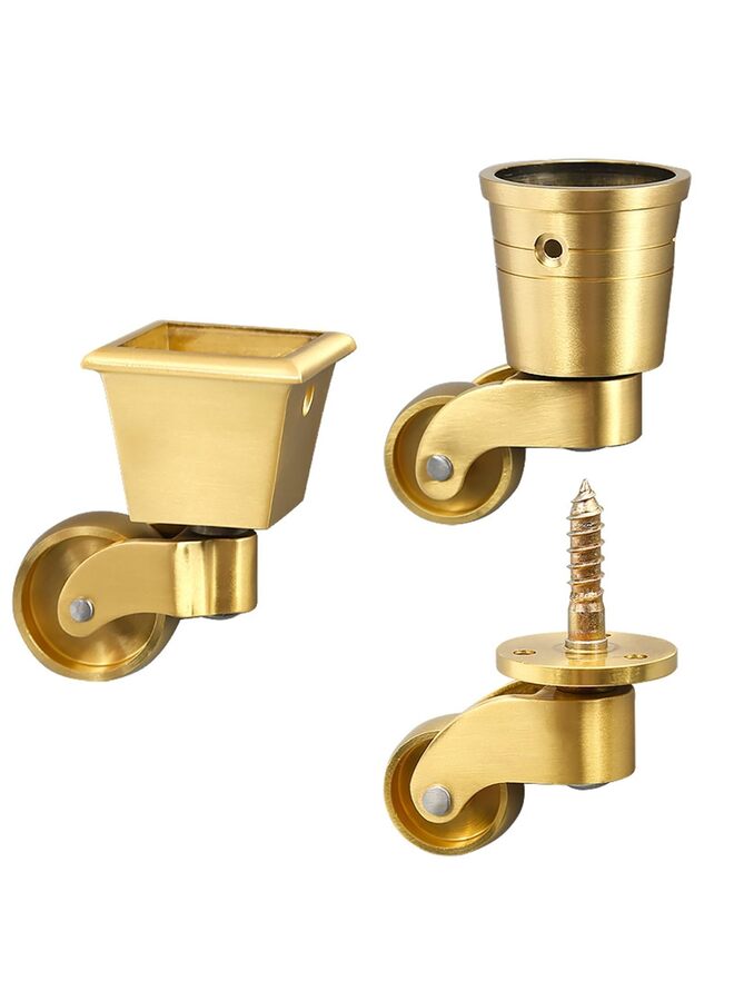 يُسلِّم 4 قطع عجلات جذعية عالمية من النحاس الأصفر، عجلات دوارة متينة تدور 360 درجة، قابلة للتحريك للأثاث وصندوق الأمتعة والأريكة والكراسي والخزانة والسرير - Image 3