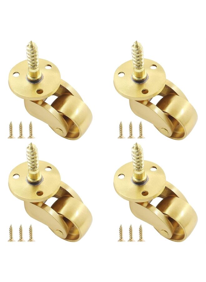 يُسلِّم 4 قطع عجلات جذعية عالمية من النحاس الأصفر، عجلات دوارة متينة تدور 360 درجة، قابلة للتحريك للأثاث وصندوق الأمتعة والأريكة والكراسي والخزانة والسرير - Image 1