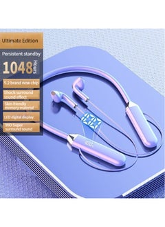 GELESE Bluetooth Neck Sports Wireless Headphones Dual Half In-Ear Universal Ultra Long Standby Purple  - Image 1