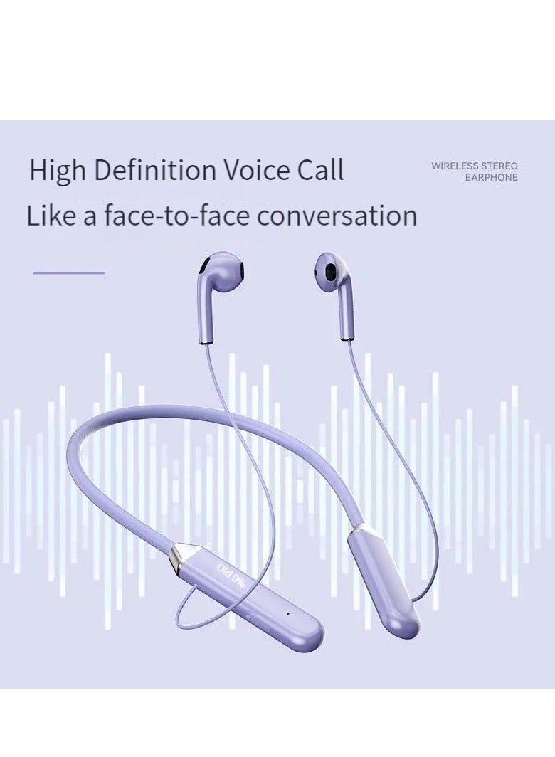 GELESE Bluetooth Neck Sports Wireless Headphones Dual Half In-Ear Universal Ultra Long Standby Purple - Image 4